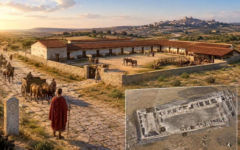 AI image: A Roman Roadside Stop Emerges Near an Ancient Spanish Highway
