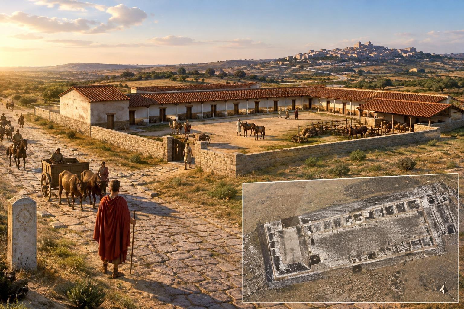 AI image: A Roman Roadside Stop Emerges Near an Ancient Spanish Highway