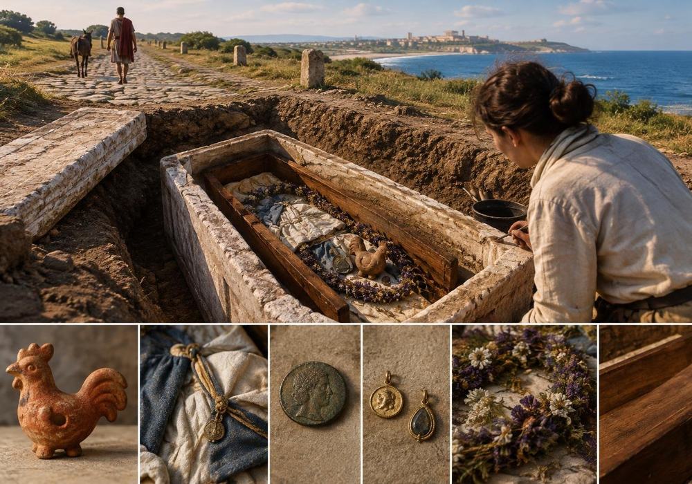 AI image: A Child’s Burial Offers New Clues to Roman Tomis