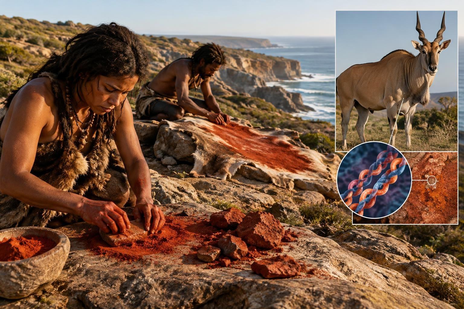 AI image: What an Eland’s Collagen Can Tell Us About 60,000-Year-Old Ochre