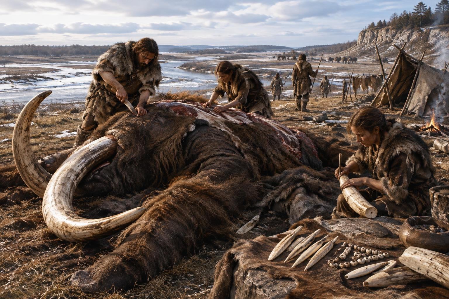 AI image: Did Ice Age Hunters Kill Mammoths at Breitenbach?