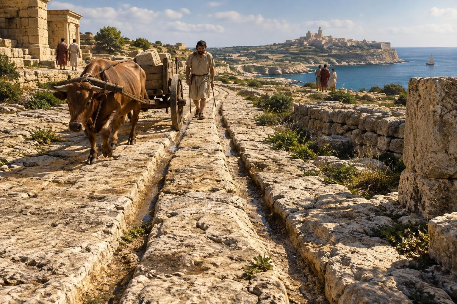 AI image: Malta’s Ancient Cart Ruts: A Road Through Time