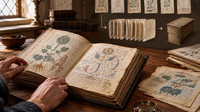 AI image: The Voynich Manuscript May Have Been Bound in the Wrong Order