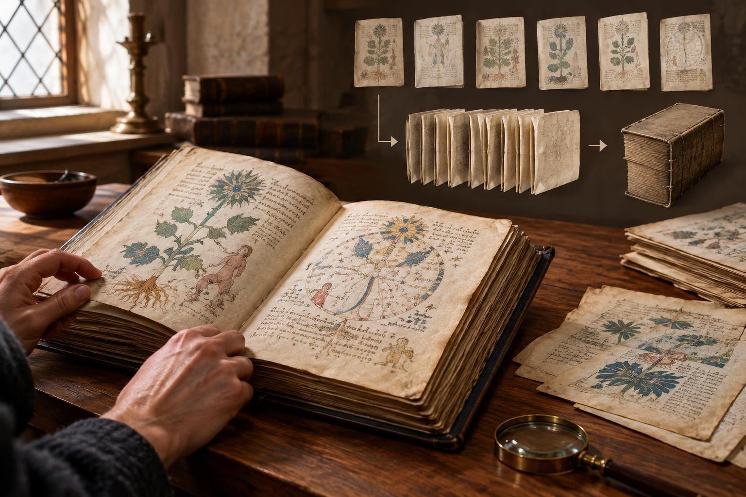 AI image: The Voynich Manuscript May Have Been Bound in the Wrong Order